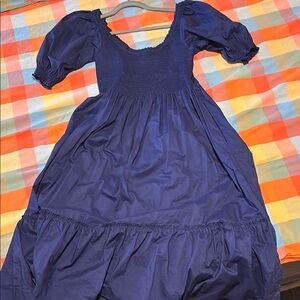 Hill House Blue Tiered Ruffled Midi Dress Women’s medium